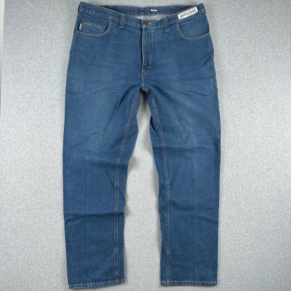 Carhartt Jeans Mens 40x34 Blue Relaxed Fit B49 Straight Leg Denim Work Pants